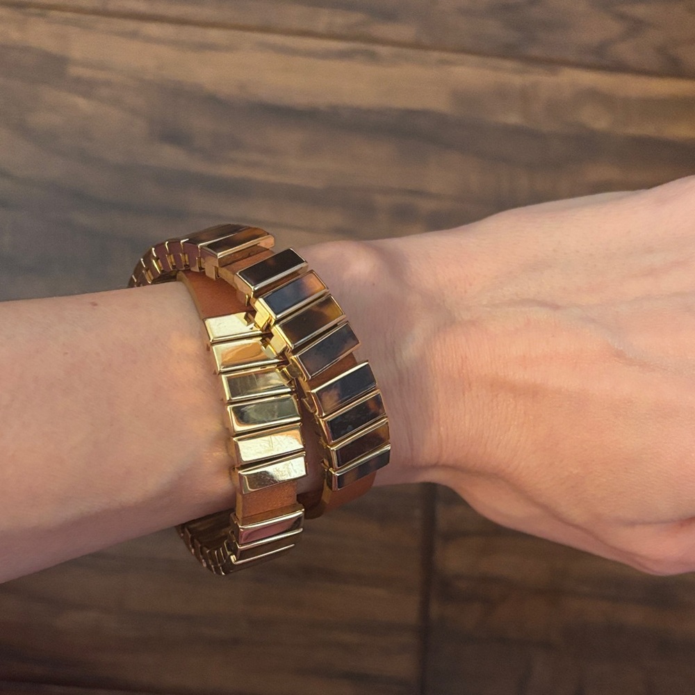 Michael Kors Gold and Tan Bracelet Duo